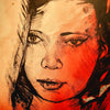 'Laura'. David Bromley. Acrylic on canvas with silver leaf gilding. 165cm x 133cm.