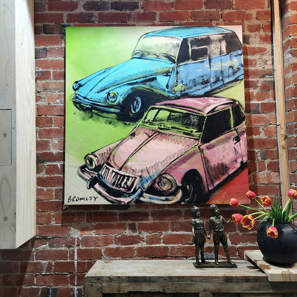 'Cars'. David Bromley. Acrylic on canvas. 130cm x 130cm.