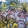 'Sunflowers' David Bromley, Acrylic on Canvas with Silver leaf gilding, 100cm x 100cm