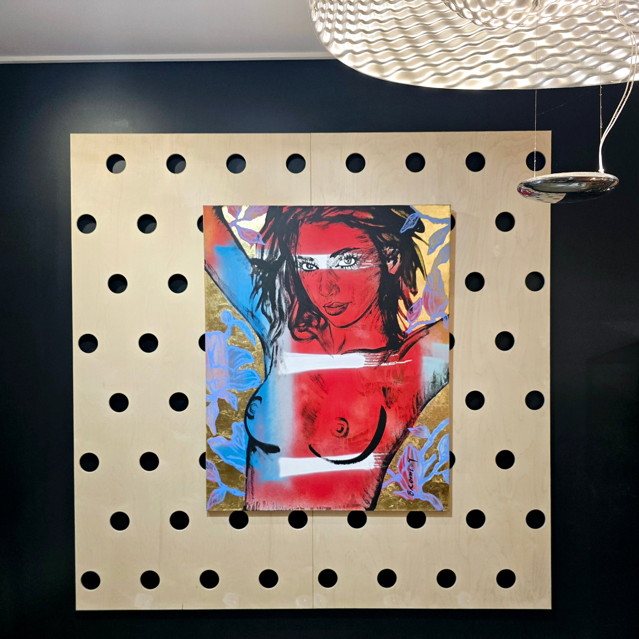 ‘Sabrina’ David Bromley, Acrylic on Canvas with Gold Leaf Gilding, 150cm x 120cm