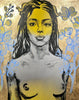 'Stephanie' David Bromley. Acrylic on canvas with gold leaf gilding. 150 x 120cm