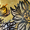 'Sunflowers II' David Bromley. Acrylic on canvas with gold leaf gilding and varnish wash. 120 x 150cm