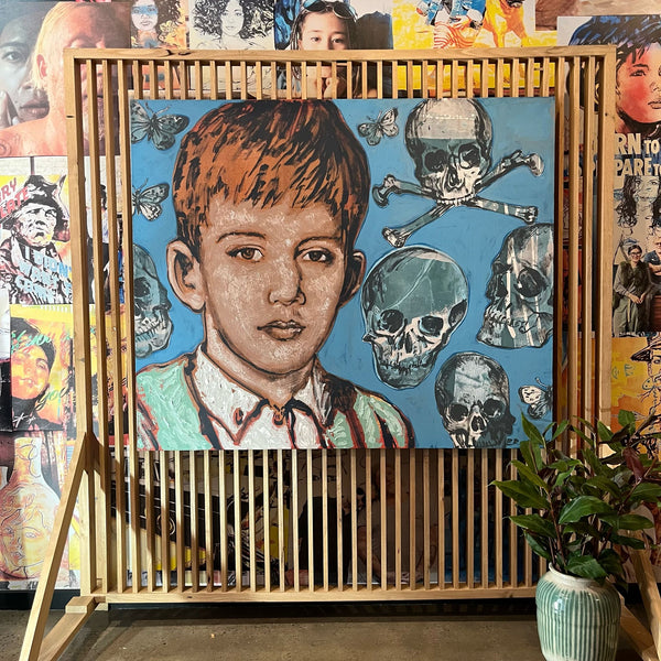 'Boy with Skulls' David Bromley, Acrylic on Canvas, 180cm x 150cm